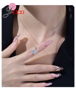 Load image into Gallery viewer, Romatic Birthday Valentines Day Gift Luxury 925 Sterling Silver Jewelry Sets Full Cubic Zircon Heart Ring Necklace Earrings
