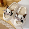 Four Seasons Indoor Home Sandals Cute Cartoon Frog Milk Cow House Slippers Personalized Couple Slides Women Linen Slippers