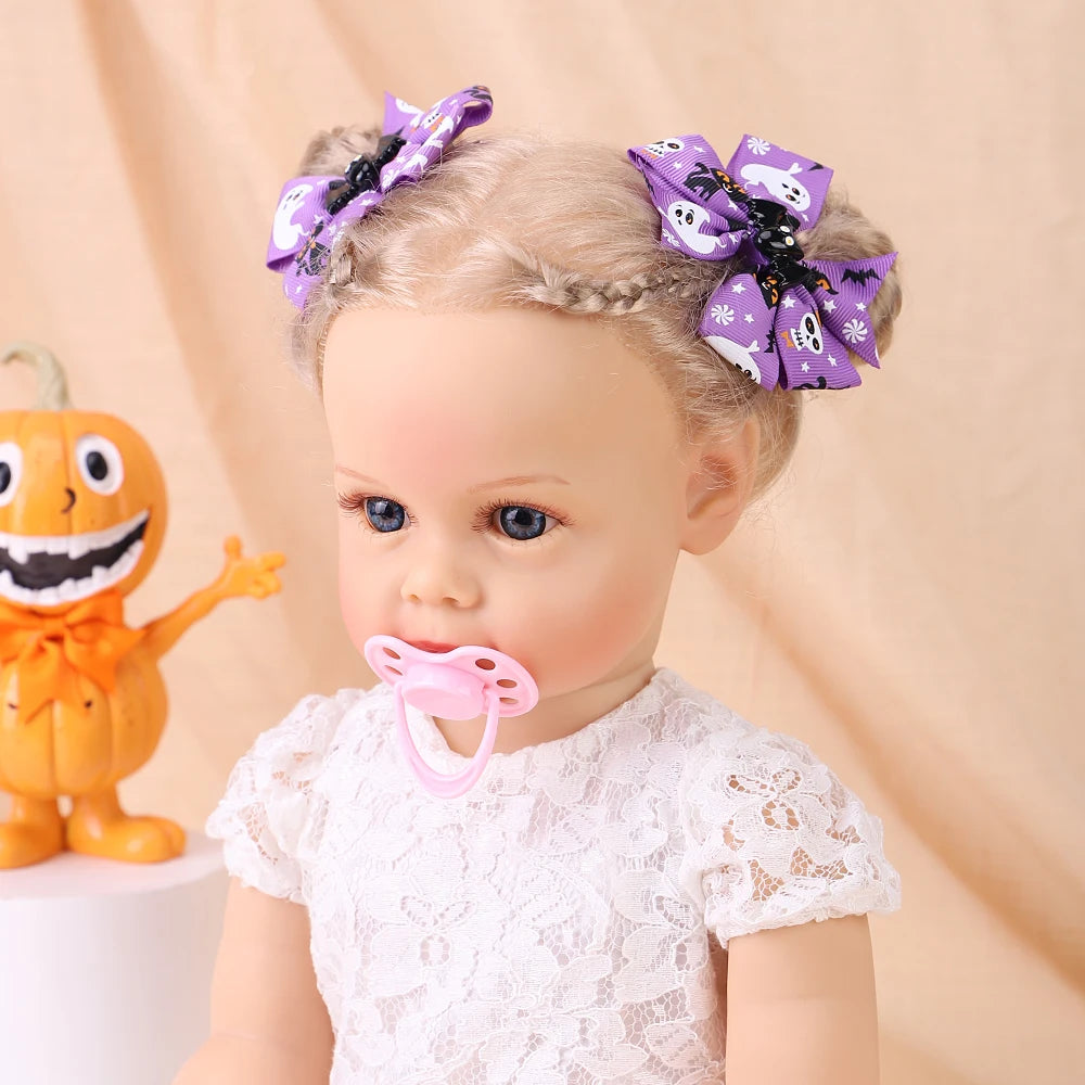 6/12/20Pcs/lot Christmas Day Hairpin Ribbon Cheer Up Hairclip Funny Pumpkin Head Halloween Hair Clips for Kids Hair Accessories