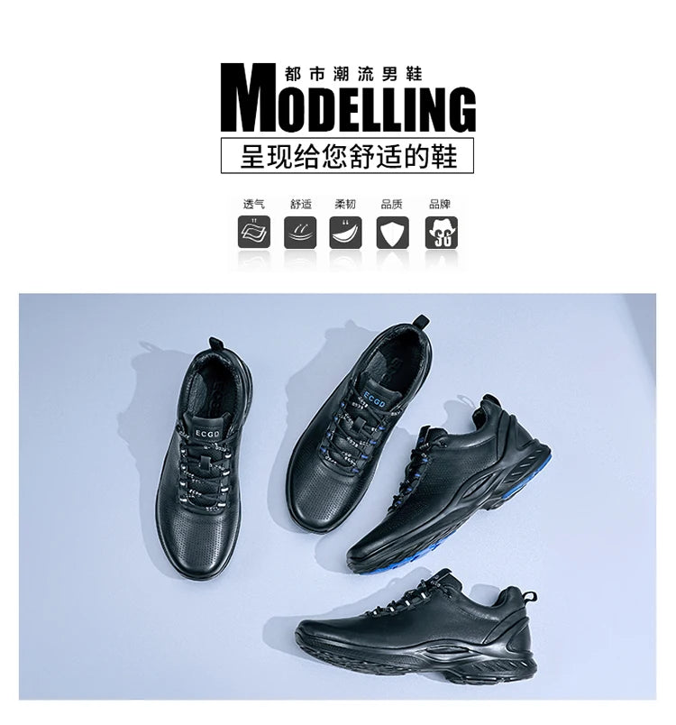 Fashion Golf Shoes for Men Breathable Golf Training Shoes Comfortable Genuine Leather Casual Sneakers Low Top Golfer Footwear