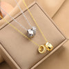 GD Luxurious Fashion Crystal Rhombus Necklace with Stainless Steel Ring Pendant Non Tarnish Gold Color Jewelry for Women