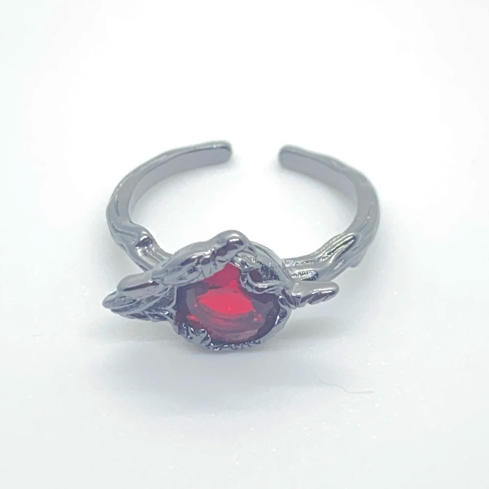 Game Love and Deepspace Sylus Cosplay Rings Unisex Crow Design Zircon Adjustable Opening Ring Accessories Jewelry Gifts