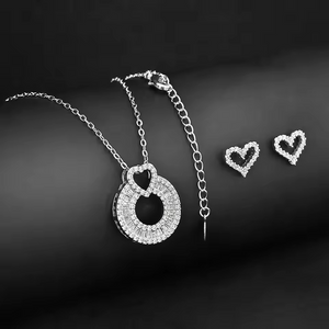 Moonso Trendy Heart Silver Color Cute Jewelry Set for Girl Lovers Love Valentine's Day Gift Jewelry Wholesale E8106-x5665