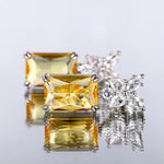 Load image into Gallery viewer, Huitan Big Square Yellow Cubic Zirconia Earrings for Women Silver Color Exquisite Female Earrings Wedding Party Jewelry Dropship
