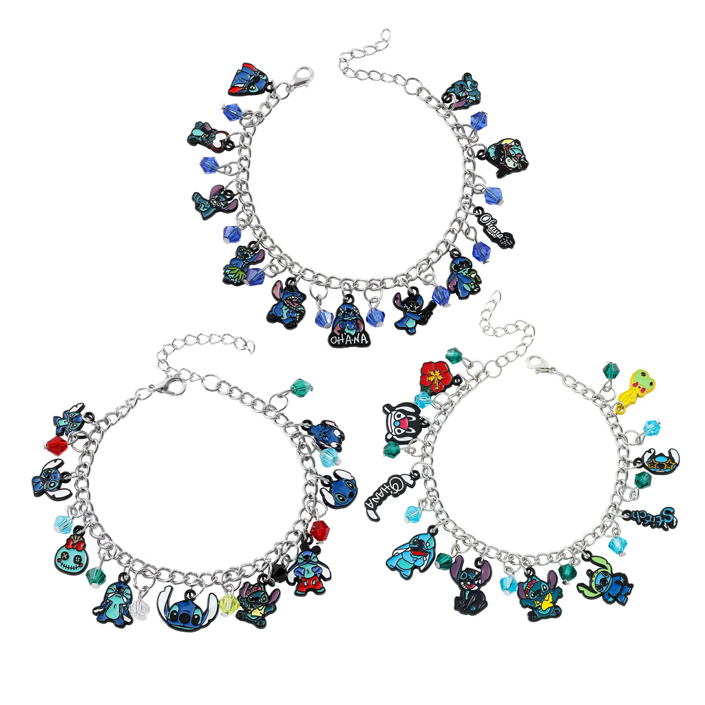 New Arrival Stitch Silver Plated Charm Bracelet For Women With Crystal Beads Pandents DIY Fashion Cute Jewelry