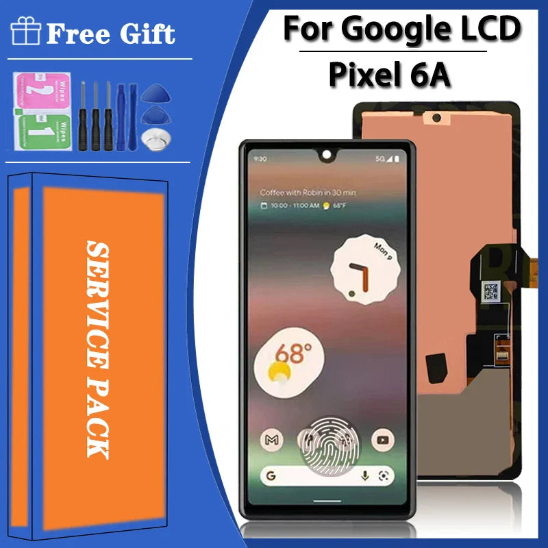 OLED Quality For Google Pixel 6A LCD GX7AS, GB62Z, G1AZG, GB17L LCD Display Touch Digitizer Screen Pixel6A Display With Frame