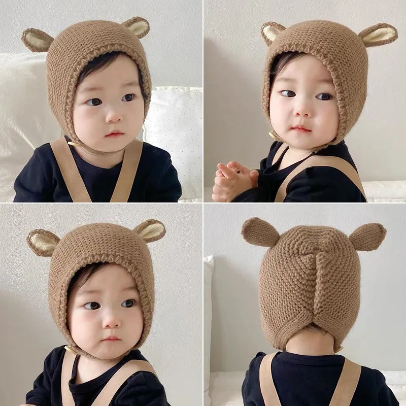 0-2 Years Baby Hat Autumn Winter Ear Rabbit Knitted Kids Hat Baby Girls Baby Boys Cute Wool Hat  Baby Accessories Newborn