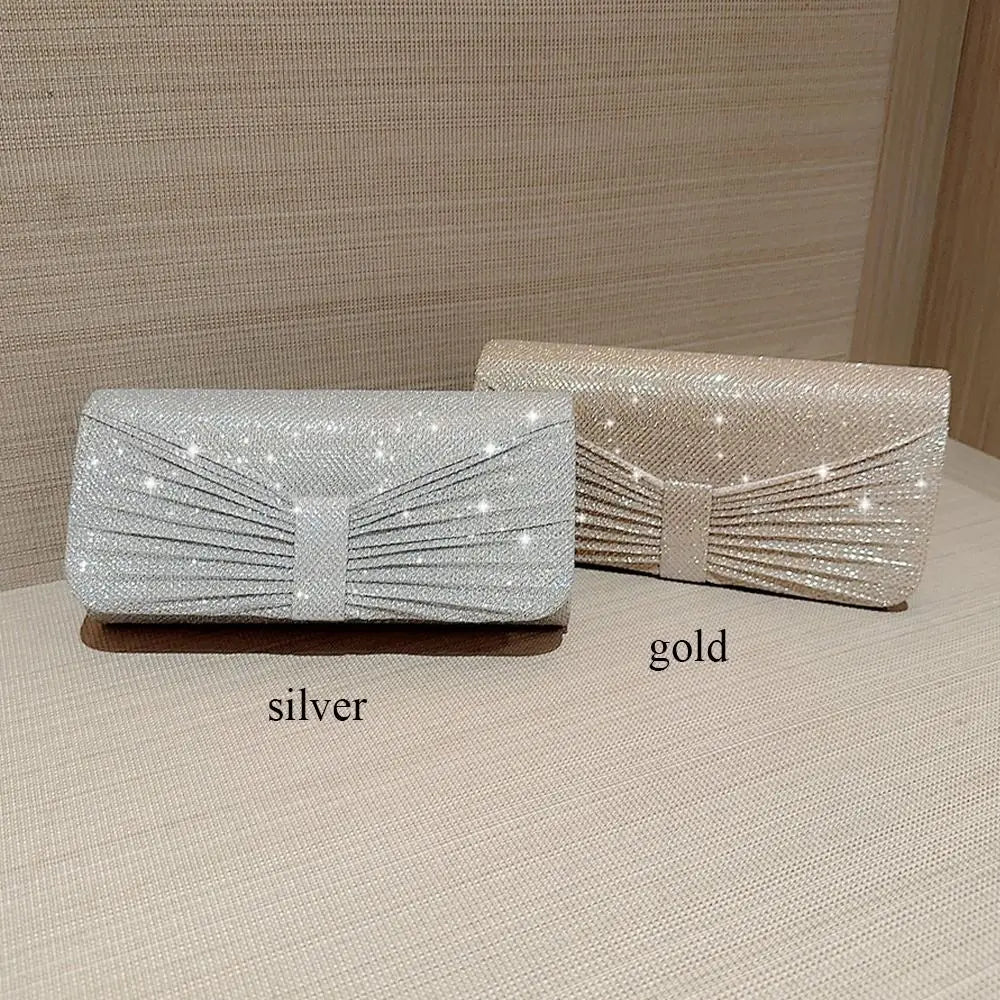 Gold Silver Evening Bag Women Elegant Fashion Banquet Clutch Chain Shoulder Bags Luxury Purse Female Wedding Party Bags