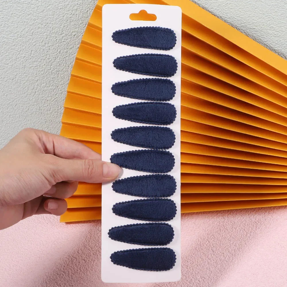 10Pcs/Set Cute Women Solid Plush Snap BB Clip for Girls Hairpin Barrettes Hair Clips Headwear Kids Hair Accessories Wholesale
