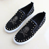 2024 New Shoes for Men Tide Leather Casual Shoes Spring Autumn Cool Skull Rivet Flat Shoes Leisure Slip-on Loafers