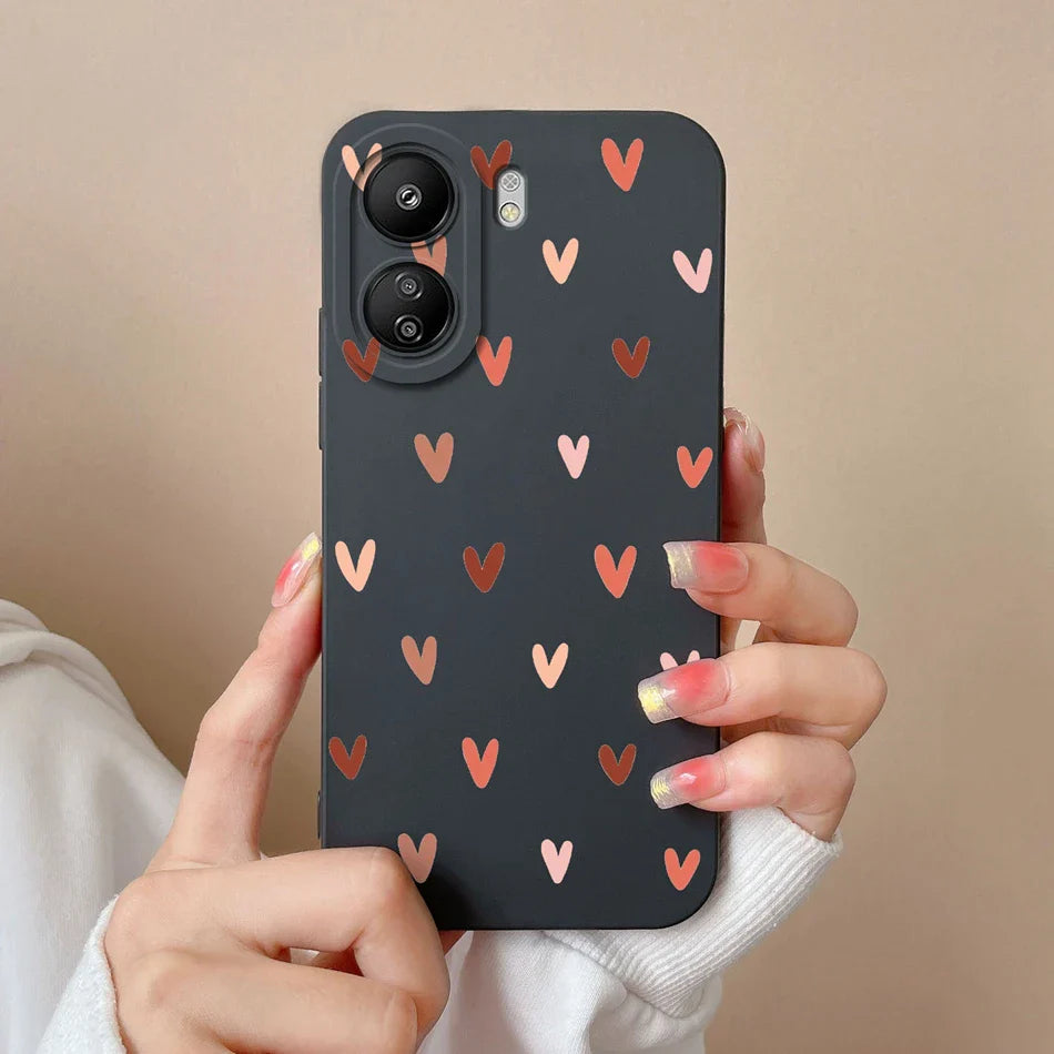 For Xiaomi Redmi 13C Phone Case Love Heart Soft Liquid Silicone Camera Protection Back Cover For Redmi 13 C Redmi13C Funda Coque