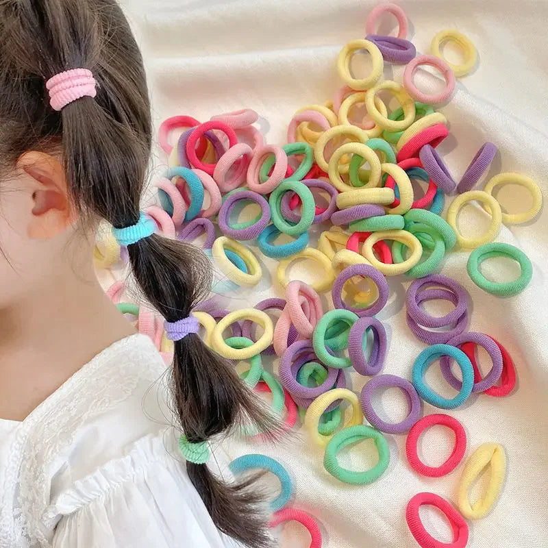 100/500pcs Small Colorful Rubber Hairbands Girls Kid Basic Nylon Ponytail Holder Scrunchie Ealstic Headwear Ties Accessories