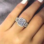 Load image into Gallery viewer, Luxury Metal Set Square White Zircon Ring Elegant Ladies Boutique Engagement Wedding Rings

