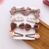 4/8pcs Korean Coffee Color Hair Pin Bow Knit Fabric Princess Hair Clips for Children Baby Girls Headwear Kids Hair Accessories