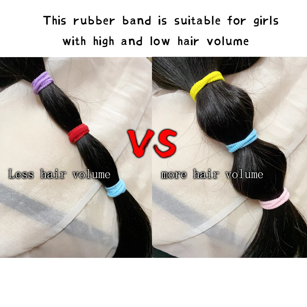 100/300/500PCS Colorful Basic Nylon Ealstic Hair Ties for Girls Ponytail Hold Scrunchie Rubber Band Kid Fashion Hair Accessories