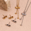 Stainless Steel Bowknot Bow Trendy Necklace Earrings Pendant 18K Gold PVD Plated Stain Less Metal Fashion Jewelry