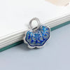 Original 925 Silver Faceted Blue Orchid Enamel Ruyi Necklace for Women Charms Exquisite Pendant Clavicle Chain Banquet Jewelry