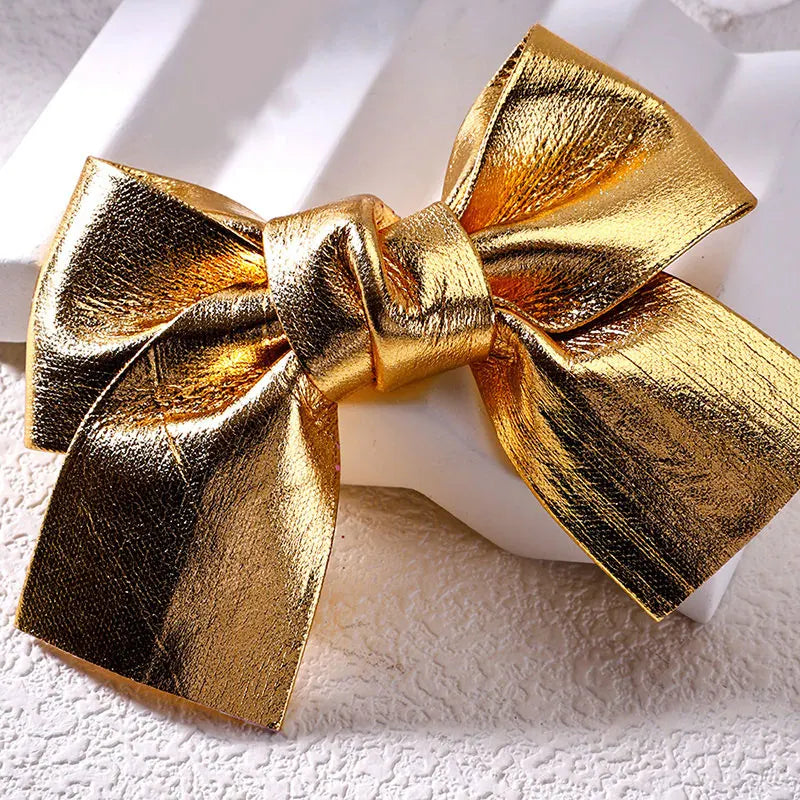 2Pcs Vintage Gold Sparkle Bow Hair Clips For Girls Cute Children Hairpins Handmade Barrettes Headwear Kids Hair Accessories