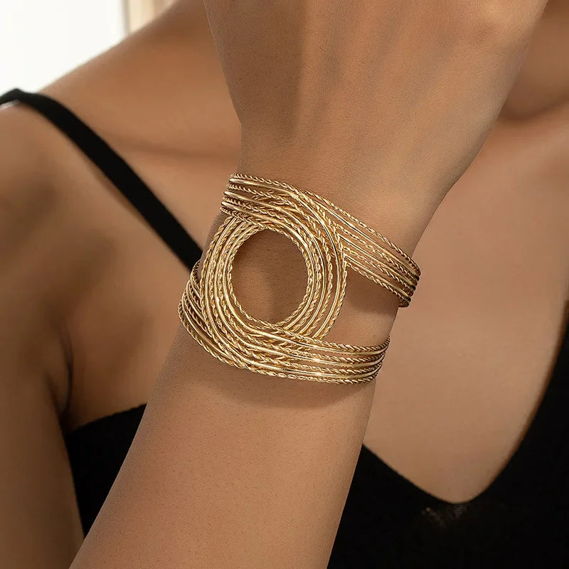 Geometric circle twist open bracelet for women simple style party gift OL holiday fashion jewelry CB033