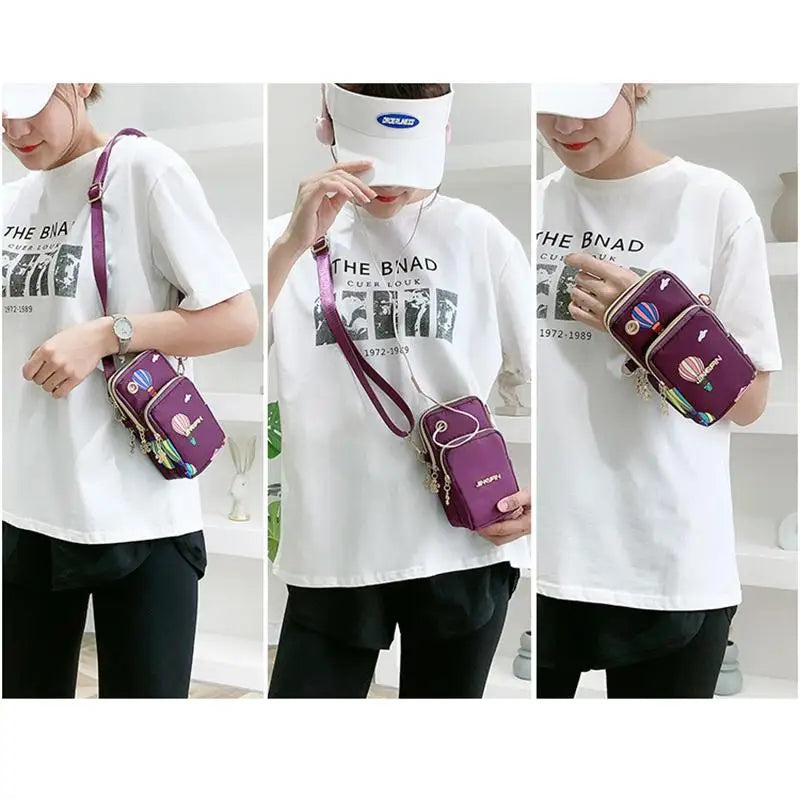 New Fashion Balloon Mobile Phone Crossbody Bags for Women Shoulder Bag Cell Phone Pouch With Headphone Plug 3 Layer Wallet 2023