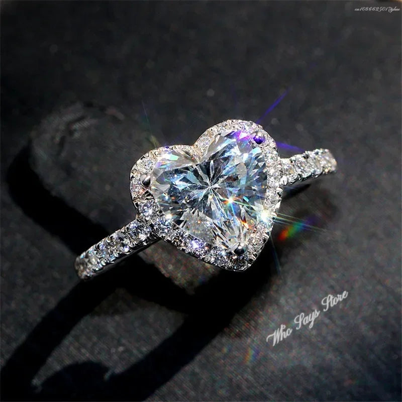 Heart Rings for Women Silver Color Wedding Engagement Bridal Jewelry Cubic Zirconia Stone Elegantj Ewelry Anillo Hombre Кольцо