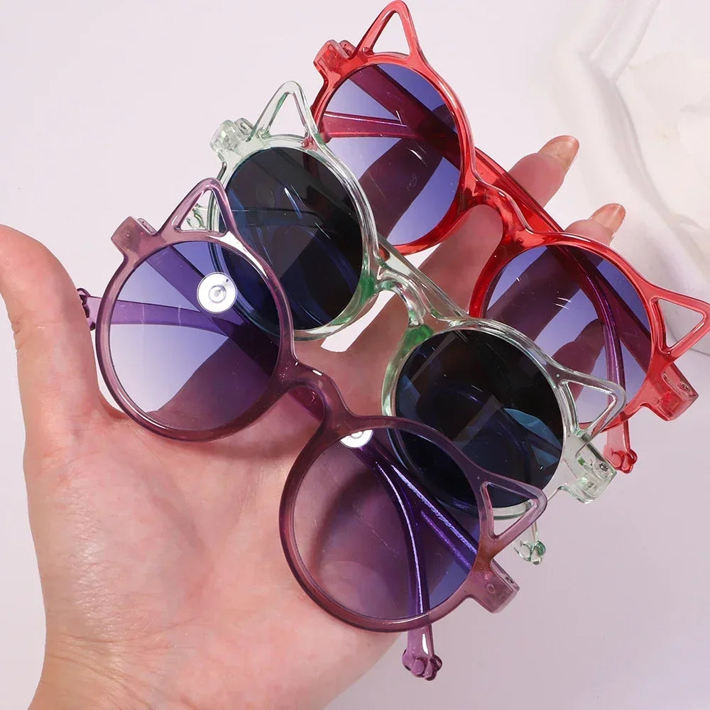 2Pcs/set Kids Summer Round Sunglasses Bows Headband Gift Sets Children Lovely Glasses Protection Hair Accessories for Girls