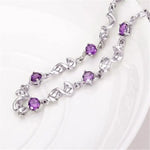 Load image into Gallery viewer, Hot luxury designer 925 Sterling Silver Purple crystal Lucky Clover Bracelets for women fashion party wedding Jewelry 17CM+4CM
