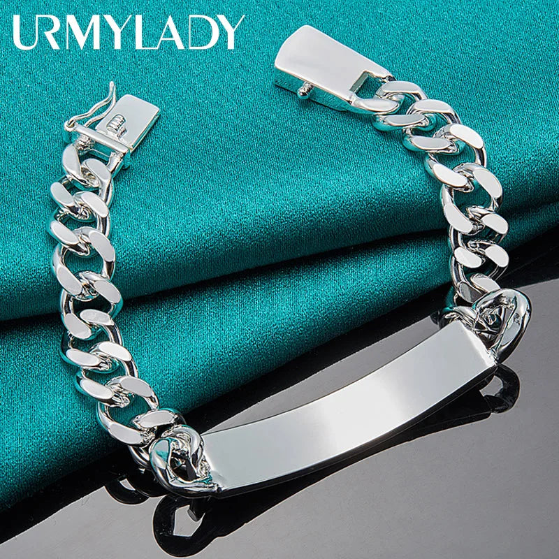 Charm 925 sterling silver design noble pretty 10mm mens chain jewelry fashion geometric bracelet factory price