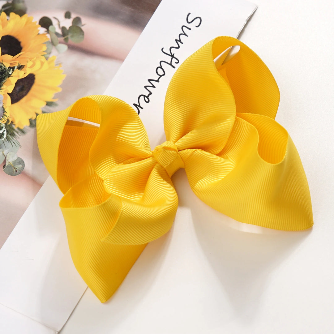 2Pcs/lot 6''Solid Color Grosgrain Ribbon Bows Hair Clips For Cute Girls Large Handmade Hairpins Barrettes Kids Hair Accessories