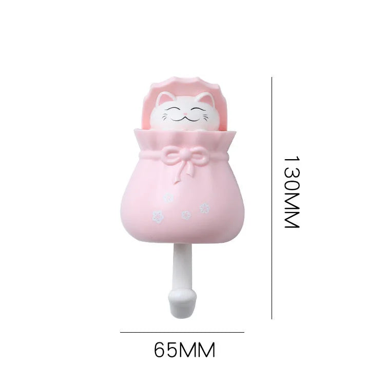 Creative Lucky Cat Home Decor Hooks Key Holders Wall-Mounted Adhesive Hangers Hat Racks Sundries Storage Accessories