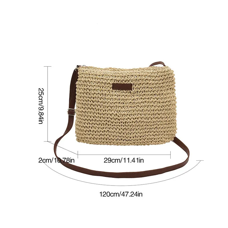 Straw Bags for Women Trend 2024 Casual Designer Solid Color Crossbody Bag Female Vacation Beach Shoulder Bag Sac De Luxe Femme