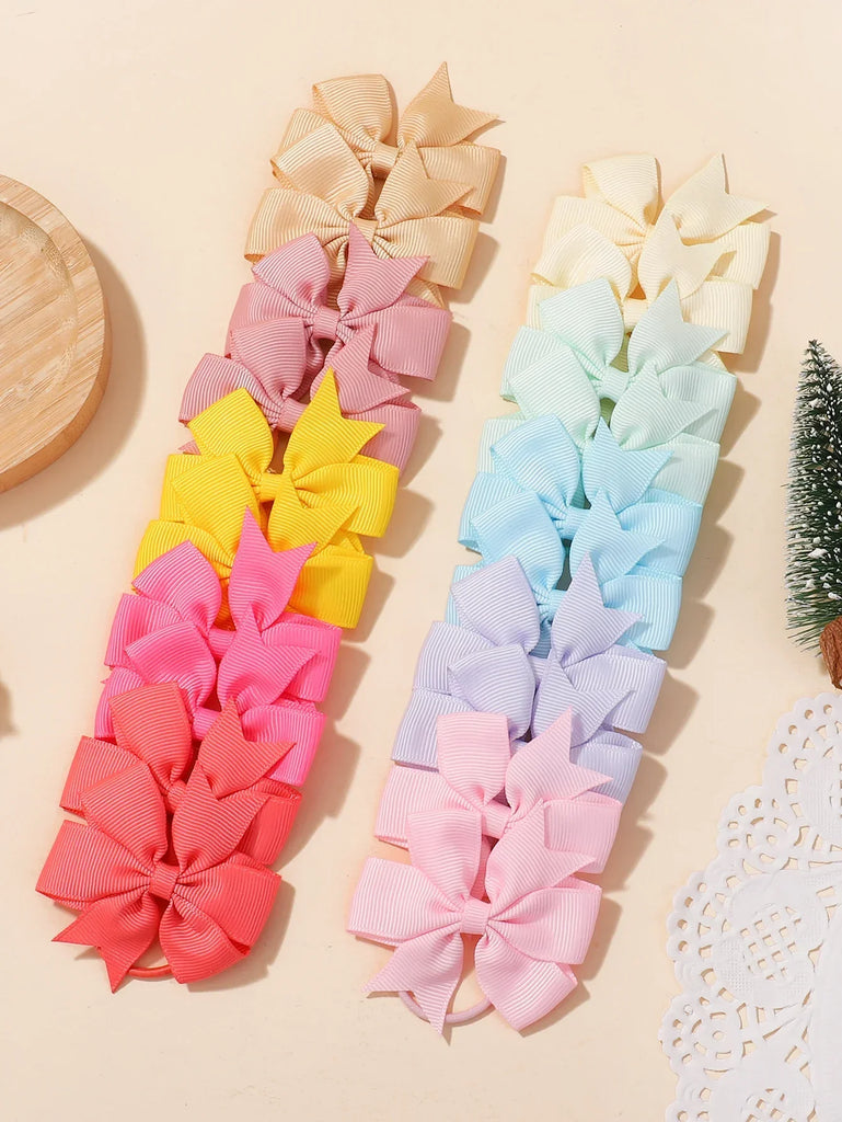 20PCS/Set New Bowknots Elastic Hair Bands for Girls Hair Rope Hair Tie Ponytail Holder Kids Baby Hair Accessories New Year Gift