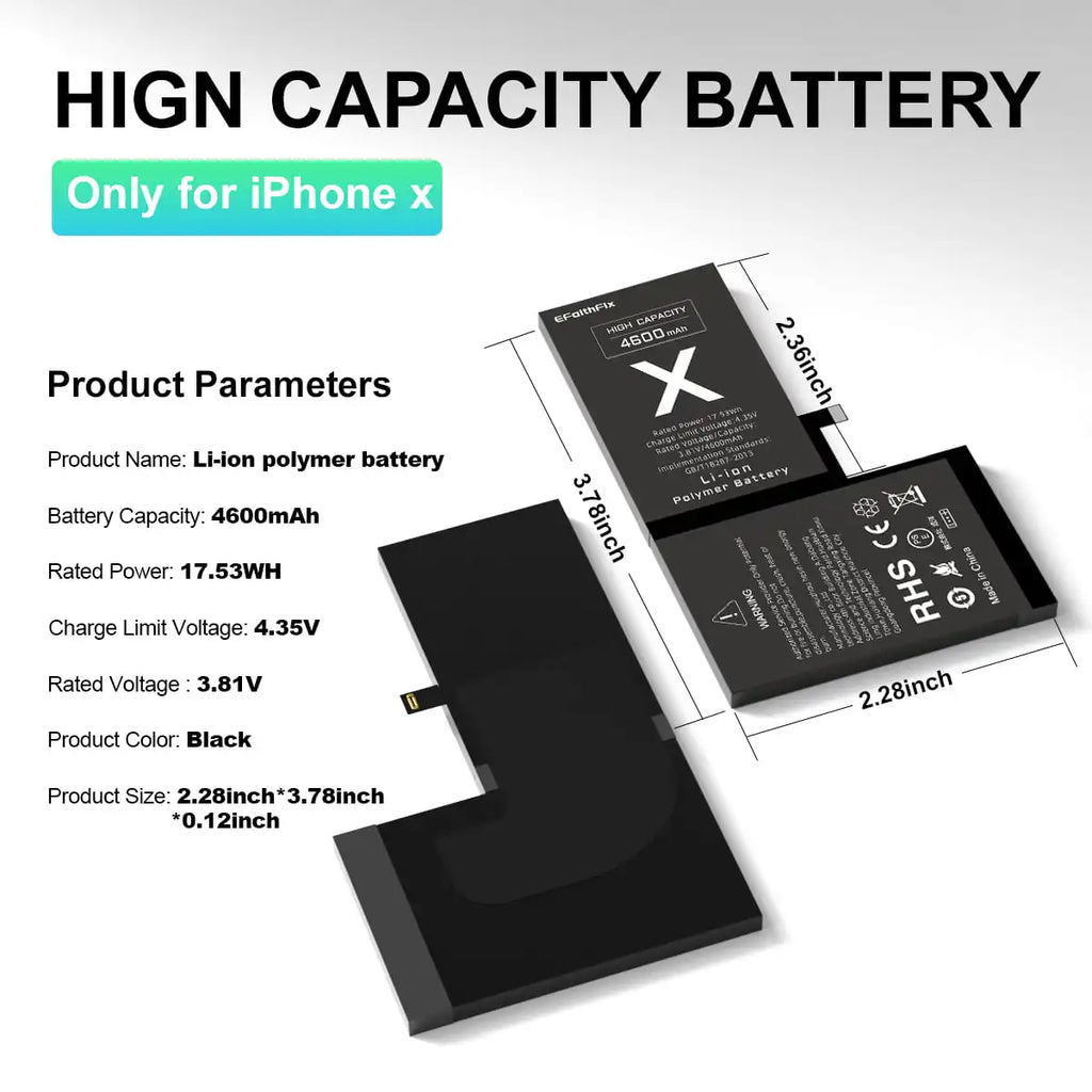 Battery For iPhone 7 8 Plus X XS Max XR 11 12 Pro Max Mini High Capacity  Replacement Bateria With Battery adhesive Tool Kits