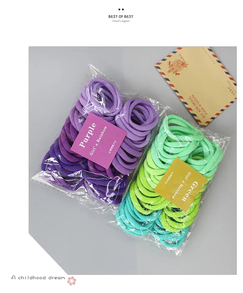 50pcs Elastic Hair Bands Girls Hair Accessories Colorful Women Nylon Headband Kids Ponytail Holder Scrunchie Ornaments Gift