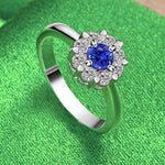 Load image into Gallery viewer, New 925 Sterling Silver Shiny Noble Round Blue Zircon Ring For Women Luxury Party Birthday Engagement Wedding Charm Jewelry Gift
