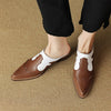 Kaky's New Pointed Cow Pasted Leather Large Women's Shoes Slippers, Wrapped Half Slippers, Mueller Shoes, Fashion Shoes