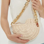 Load image into Gallery viewer, Luxury Conch Rattan Handbags Bohemian Shell Straw Bags for Women Thick Chains Shoulder Bag Wicker Woven Beach Designer Bag Tote
