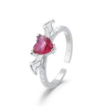 Load image into Gallery viewer, Draculaura Bat Heart Rings Women Fashion Gothic Jewelry Accessories Vampire Inspired Silver Plated Adjustable Ring Gift For Her
