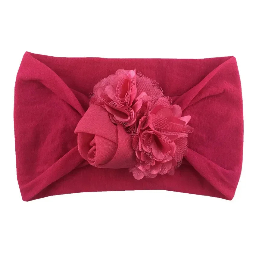 Kids Headwear Soft Stretch Flower Headband Knot Wide Nylon Headwraps Baby Girls Hair Bands Photo Props for Newborn Accessories