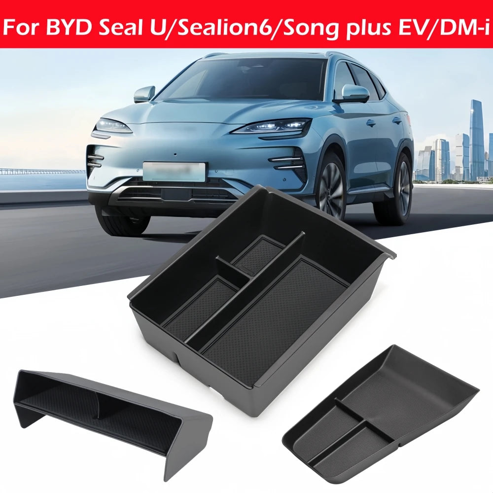 Armrest Storage Box Cup Holder for BYD Seal U Sealion 6 Song Plus Champion Edition 2023 2024 2025 Car Interior Accessories