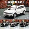 1/32 Volkswagen Tiguan L SUV Toy Car Model Diecast Alloy Miniature Pull Back Sound & Light Collection Gift for Children Boys Kid