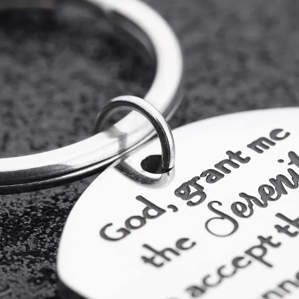 Christian Keychain Serenity Prayer Gift Sobriety Recovery Gifts AA Gift Religious Gift for Woman Men Teen Boy Girls Key Ring