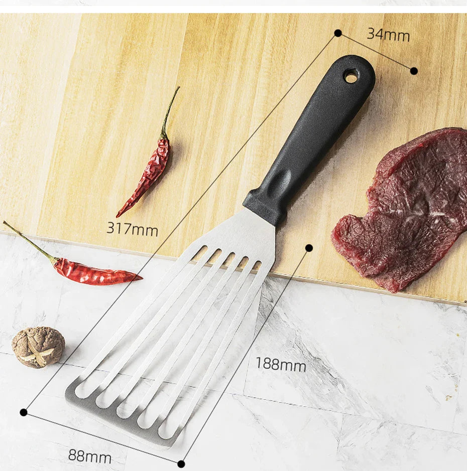 Kitchen Frying Spatula Non-slip Stainless Steel Slotted Turner & Fish Spatula Leaky Shovel Fish Slice Kitchen accessories