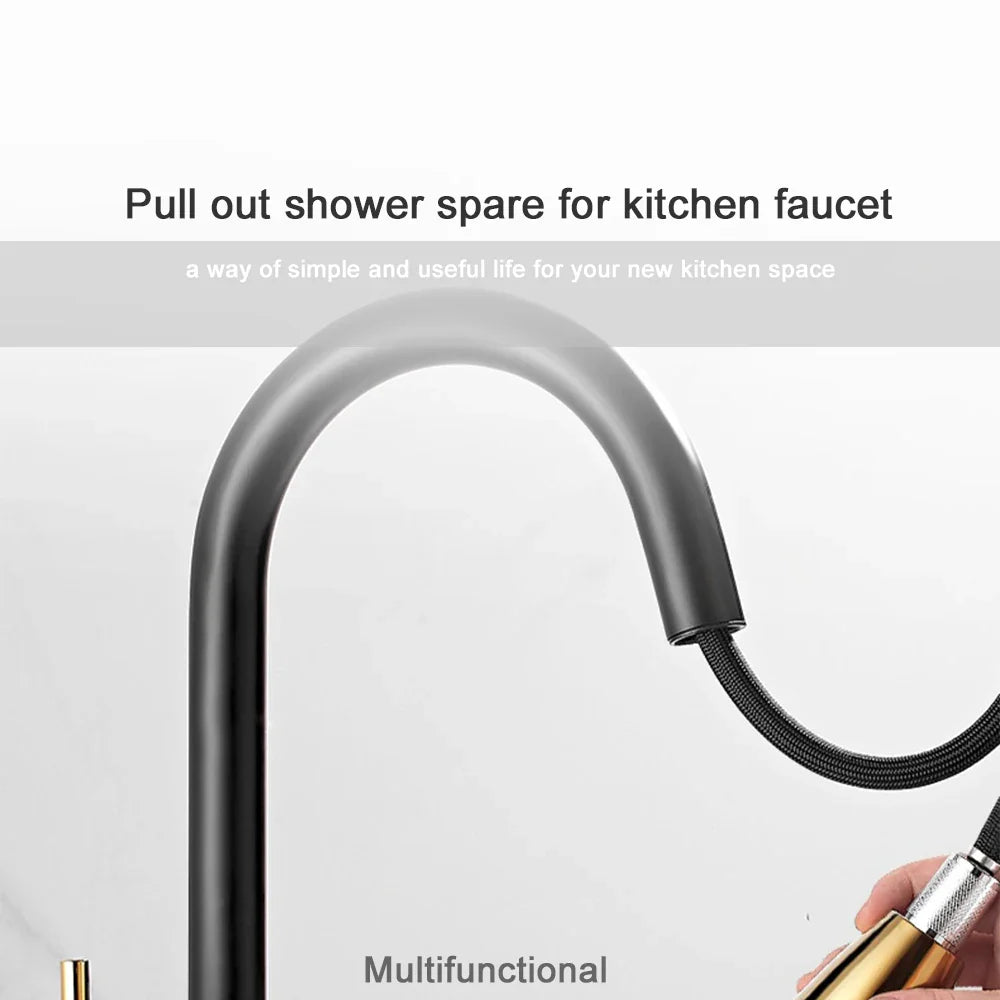 Kitchen Faucet Sprayer Nozzle Pull Out Shower Spray Head G1/2 Tap Accessory Replacement Black Golden Head Aerator Nozzle