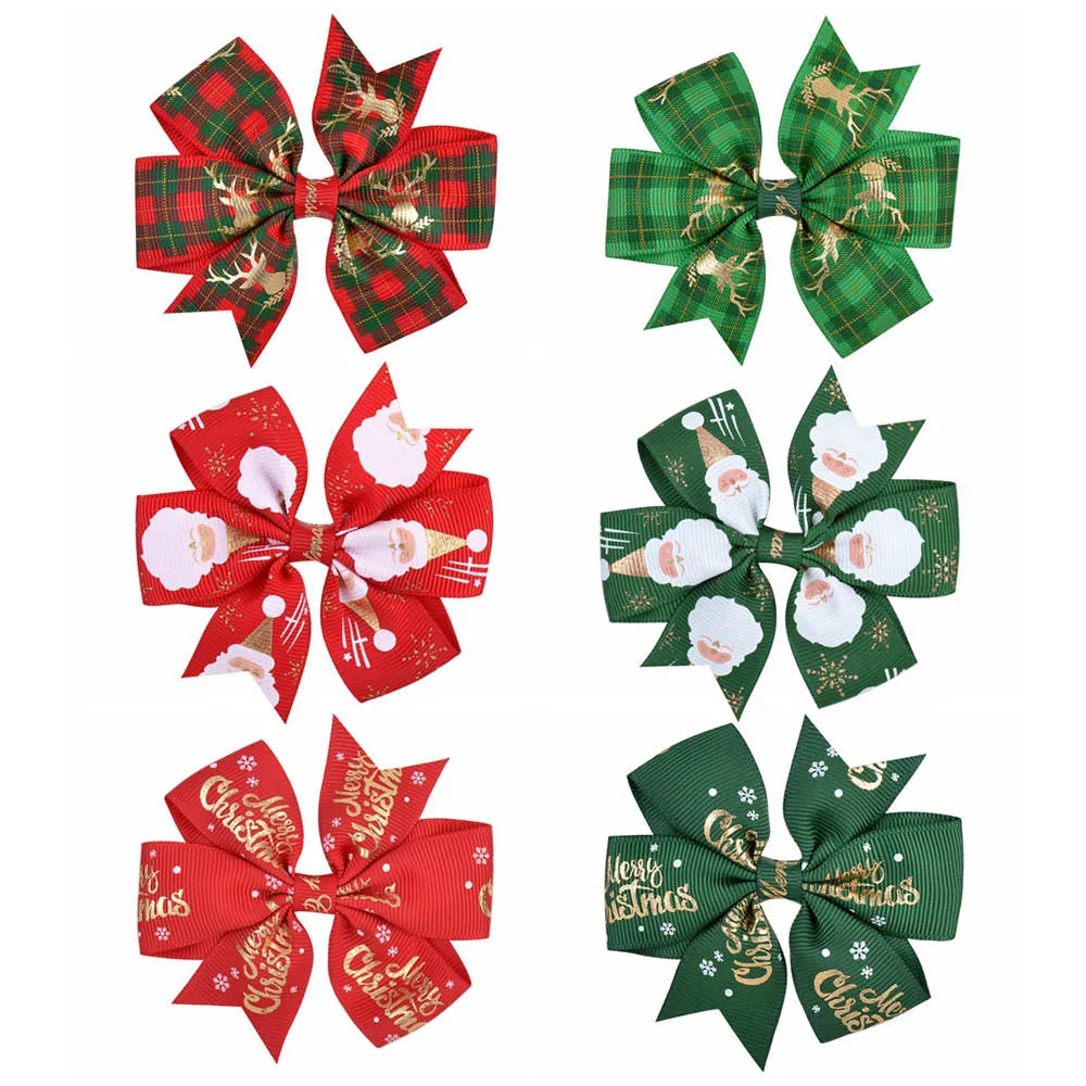 6/12/20Pcs/lot Christmas Day Hairpin Ribbon Cheer Up Hairclip Funny Pumpkin Head Halloween Hair Clips for Kids Hair Accessories