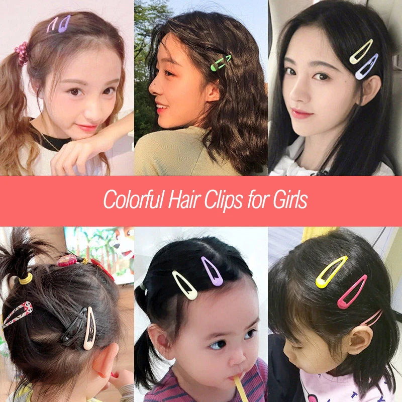 Colorful Hair Clips for Women Girls Fashion Solid BB Hair Clips Kids Snap Metal Barrettes Hairpins Clip Bobby Pin Hair Accessory