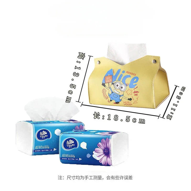 Minion animation peripheral cartoon waterproof tissue box cute big eyes cute paper drawer creative kawaii car home storage box