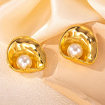 Load image into Gallery viewer, ANENJERY 316L Stainless Steel Imitation Pearls Hollow Heart Round Earrings For Women French Temperament Jewelry Gifts Wholesale
