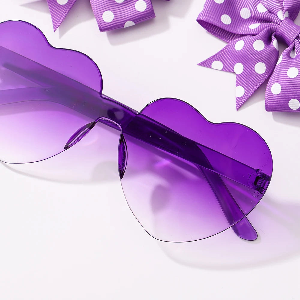 3Pcs/Pack Solid Dot Hair Bows Clip Girls Boutique Bowknot Hair Clips Kids Colorful Heart Sun Glasses Children Hair Accessories