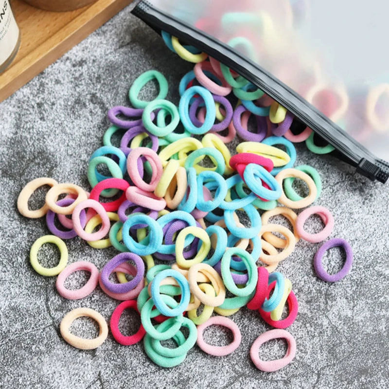 50/100pcs Kids Elastic Hair Bands Girls Gum Scrunchie Rubber Band for Children Nylon Hair Ties Headband Baby Hair Accessories
